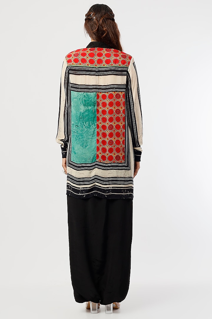 Black Natural Crepe Draped Pant Set by ASEEM KAPOOR at Pernia's Pop Up Shop