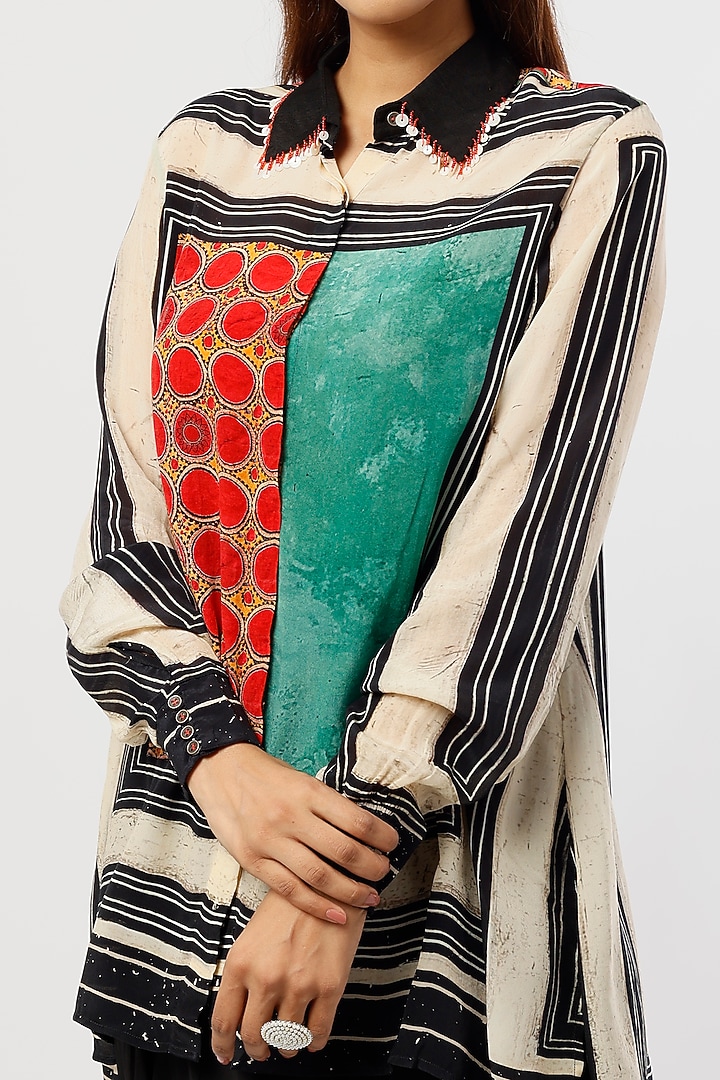 Black Natural Crepe Draped Pant Set by ASEEM KAPOOR at Pernia's Pop Up Shop