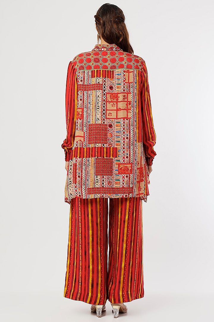 Red Striped Draped Pant Set by ASEEM KAPOOR at Pernia's Pop Up Shop