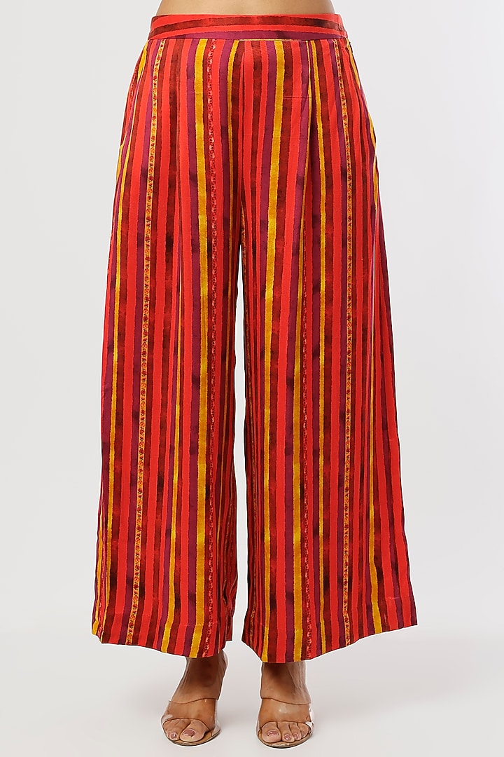 Red Striped Draped Pant Set by ASEEM KAPOOR at Pernia's Pop Up Shop