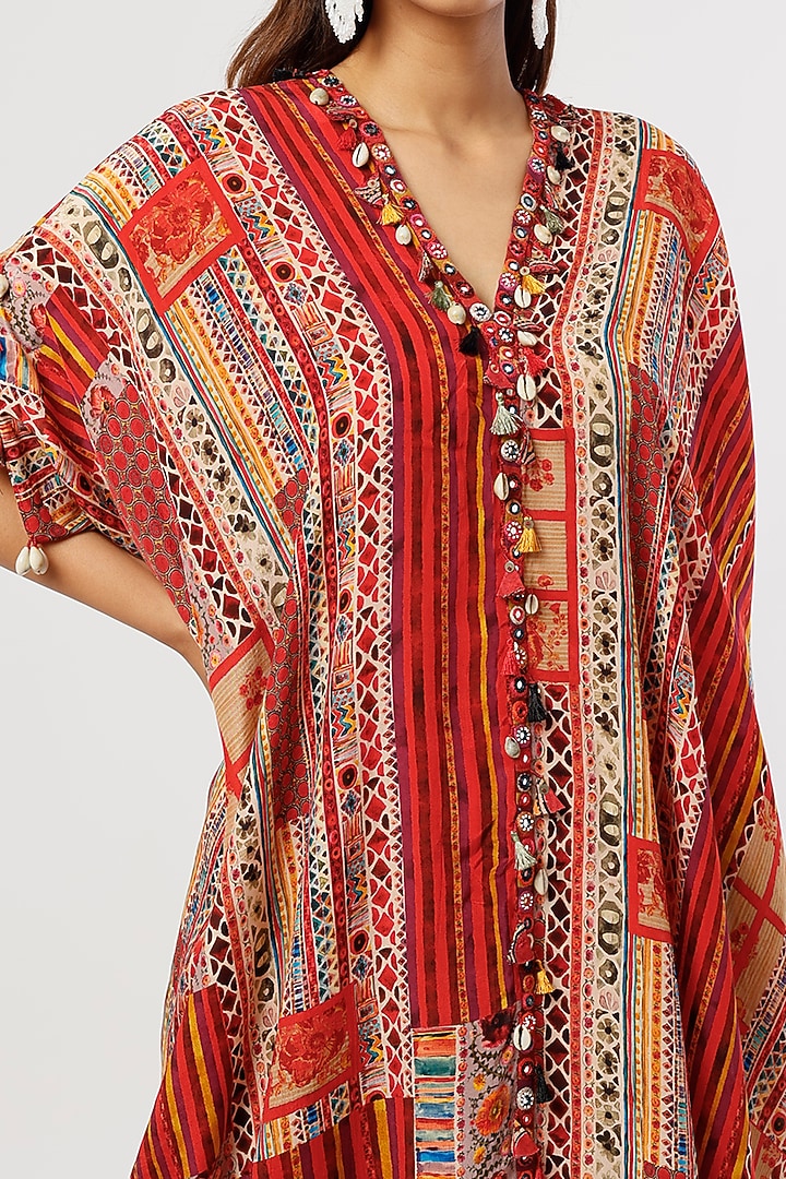 Red Printed Tunic Set by ASEEM KAPOOR at Pernia's Pop Up Shop