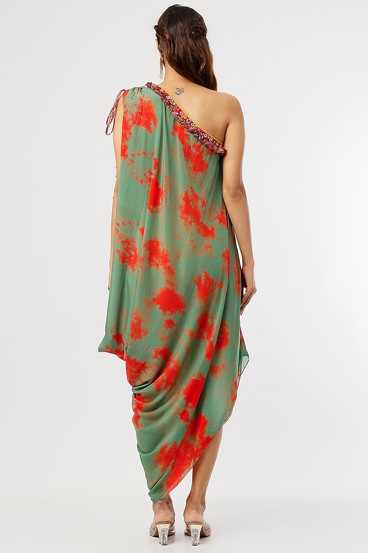 Mint Green Tie-Dyed One-Shoulder Vacation Dress by ASEEM KAPOOR at Pernia's Pop Up Shop