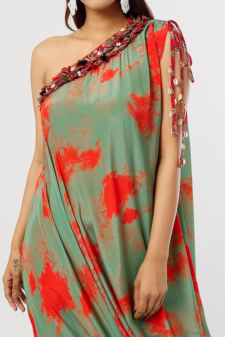 Mint Green Tie-Dyed One-Shoulder Vacation Dress by ASEEM KAPOOR at Pernia's Pop Up Shop