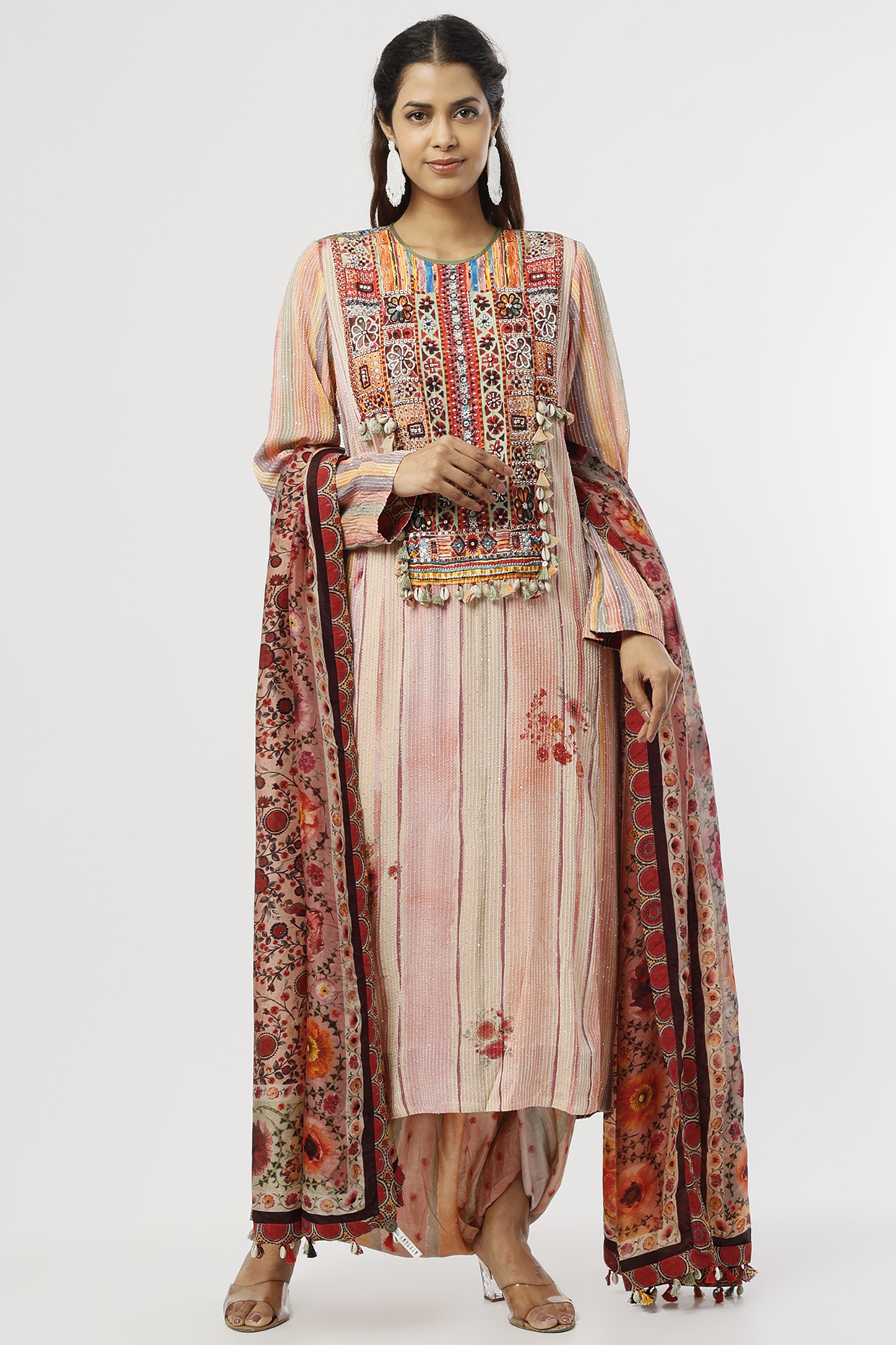 Peach Embroidered Kurta Set by ASEEM KAPOOR at Pernia's Pop Up Shop