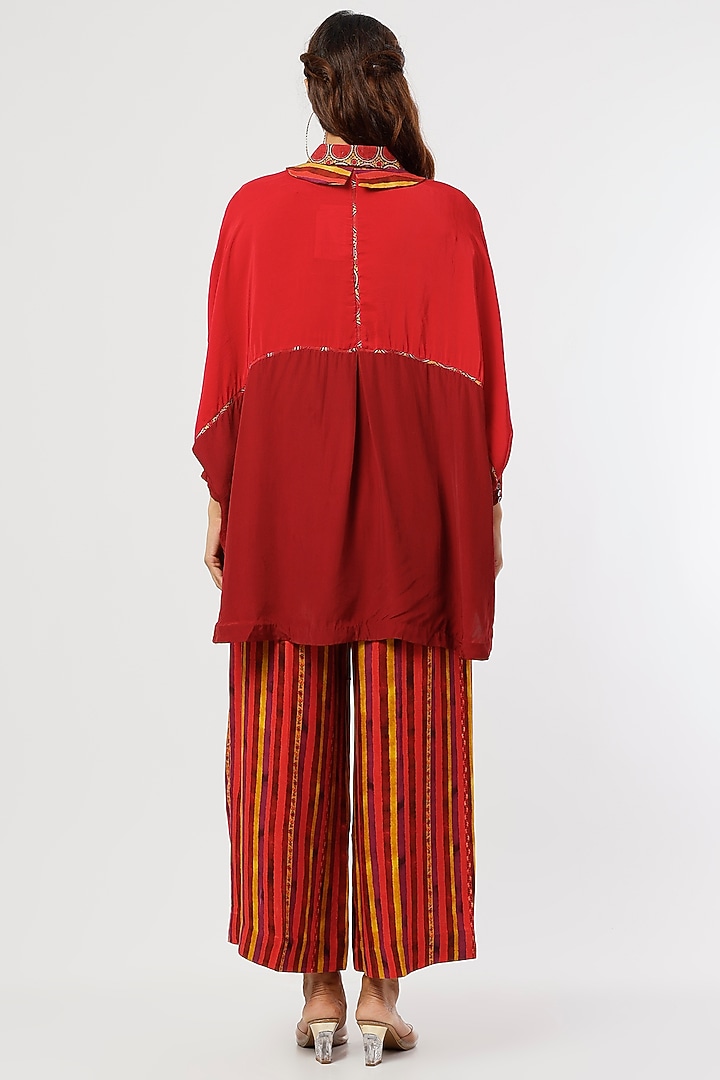 Red Pant Set In Mushroom Twill by ASEEM KAPOOR at Pernia's Pop Up Shop