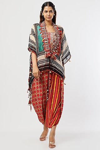 Multi-Colored Embroidered Dupatta Jacket by ASEEM KAPOOR