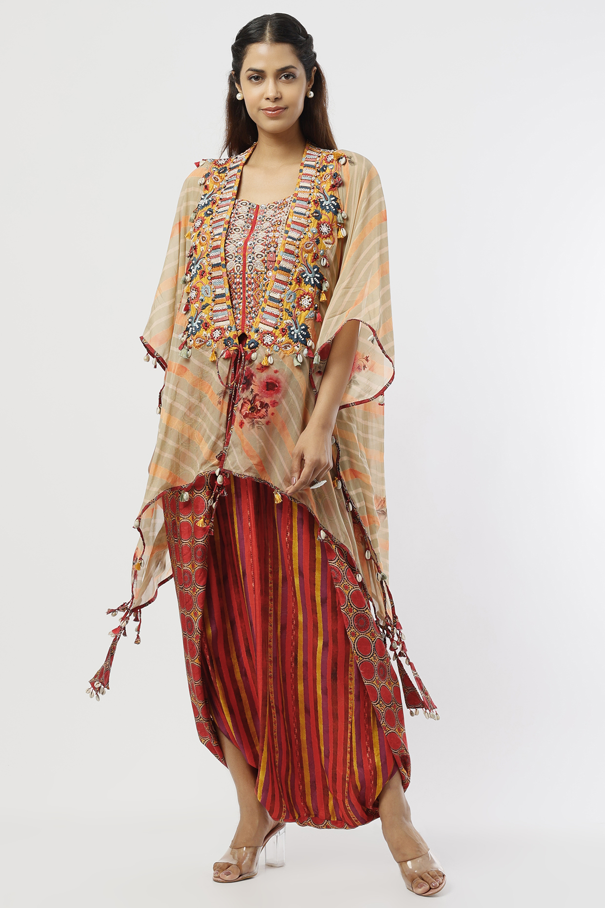 Peach Printed Jacket Set by ASEEM KAPOOR at Pernia's Pop Up Shop