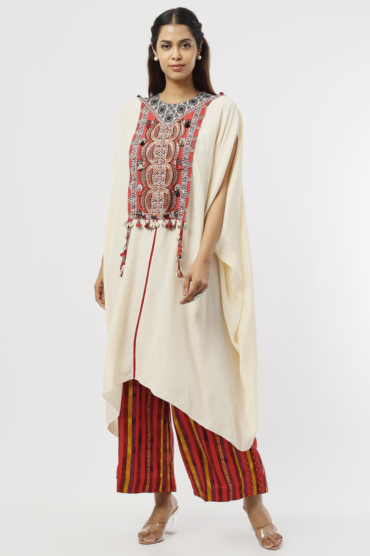 White Printed & Embroidered Tunic Set by ASEEM KAPOOR at Pernia's Pop Up Shop