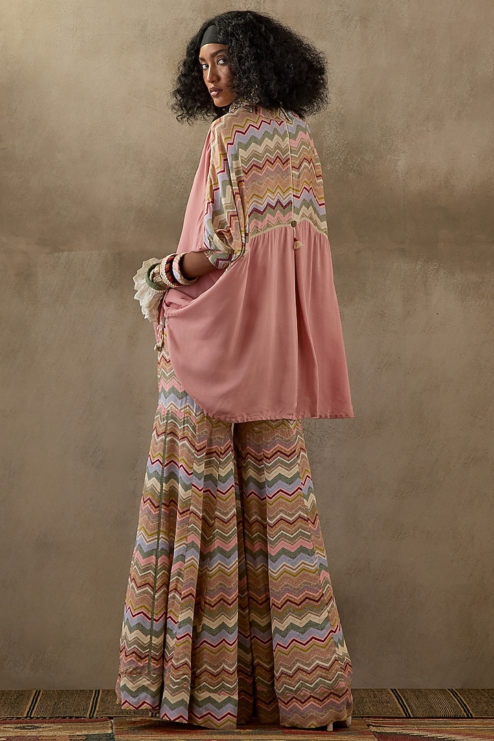 Multi-Colored Natural Crepe Printed Wedding Sharara Set by ASEEM KAPOOR at Pernia's Pop Up Shop