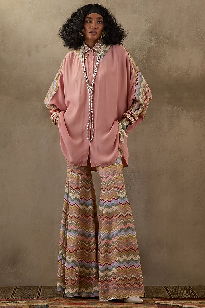 Multi-Colored Natural Crepe Printed Wedding Sharara Set by ASEEM KAPOOR at Pernia's Pop Up Shop