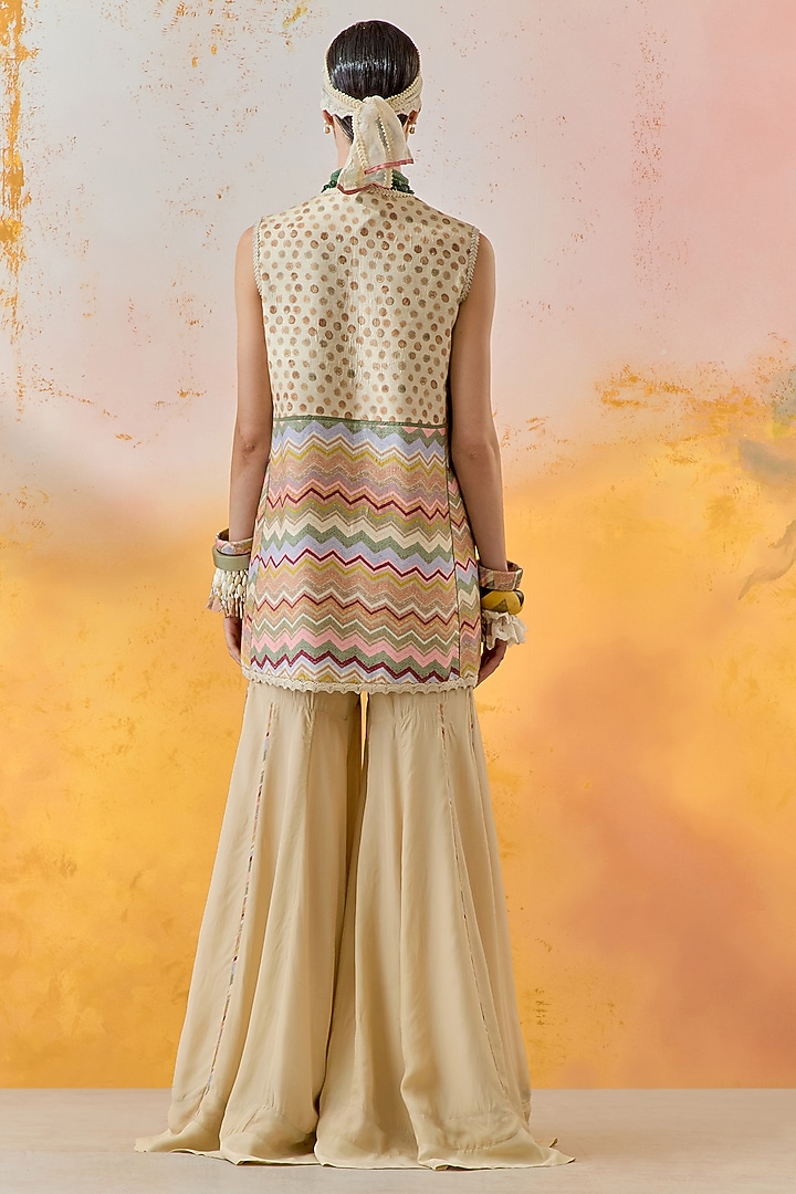 Ivory Natural Crepe Wedding Sharara Set by ASEEM KAPOOR at Pernia's Pop Up Shop