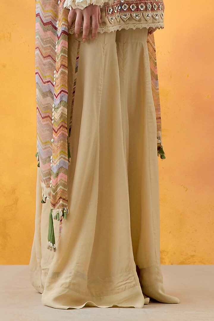 Ivory Natural Crepe Wedding Sharara Set by ASEEM KAPOOR at Pernia's Pop Up Shop