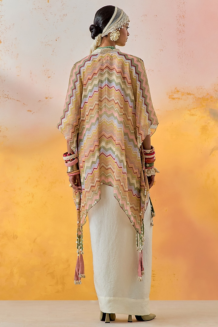 Mogra White Crushed Silk Pleated Skirt Set by ASEEM KAPOOR at Pernia's Pop Up Shop