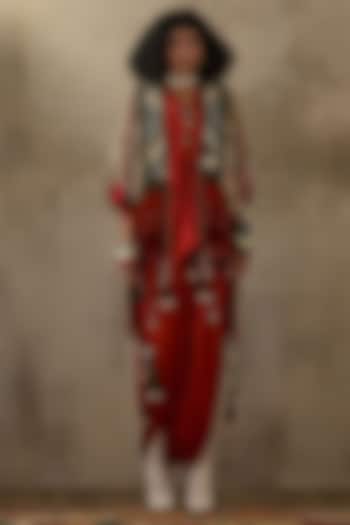 Sindoor Red Crushed Silk Kurta Set by ASEEM KAPOOR at Pernia's Pop Up Shop