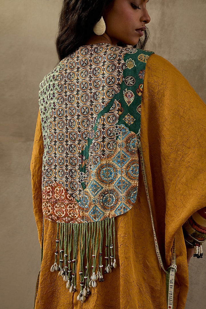 Yellow Crushed Silk Pleated Skirt Set by ASEEM KAPOOR at Pernia's Pop Up Shop