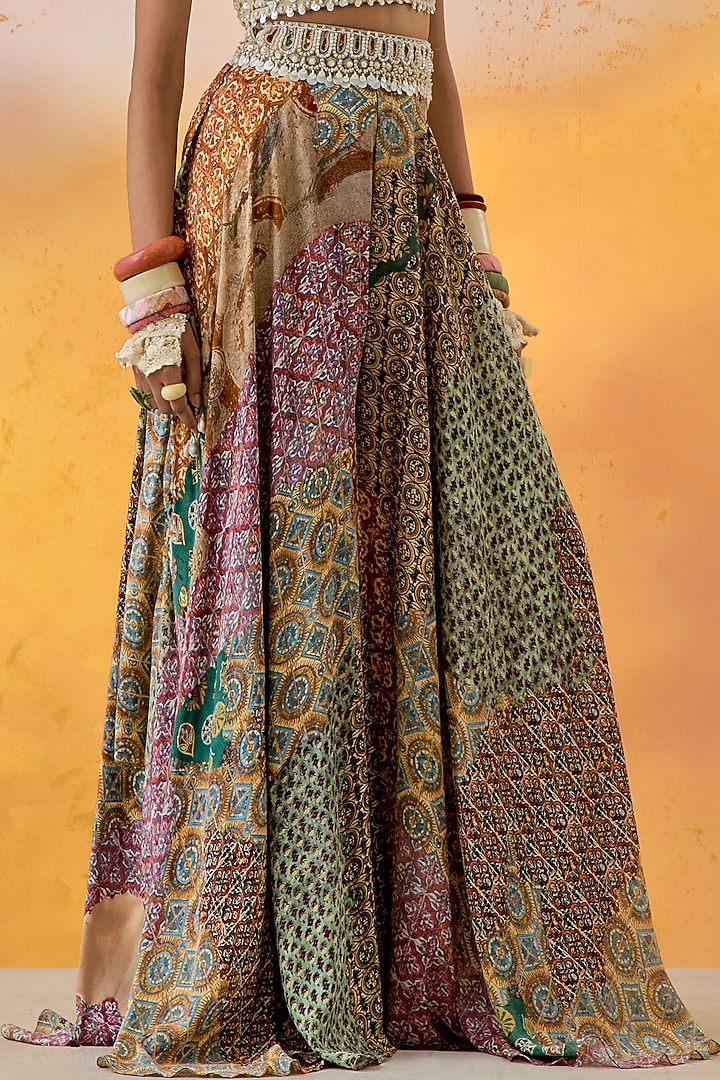 Multi-Colored Natural Crepe Printed Skirt Set by ASEEM KAPOOR at Pernia's Pop Up Shop
