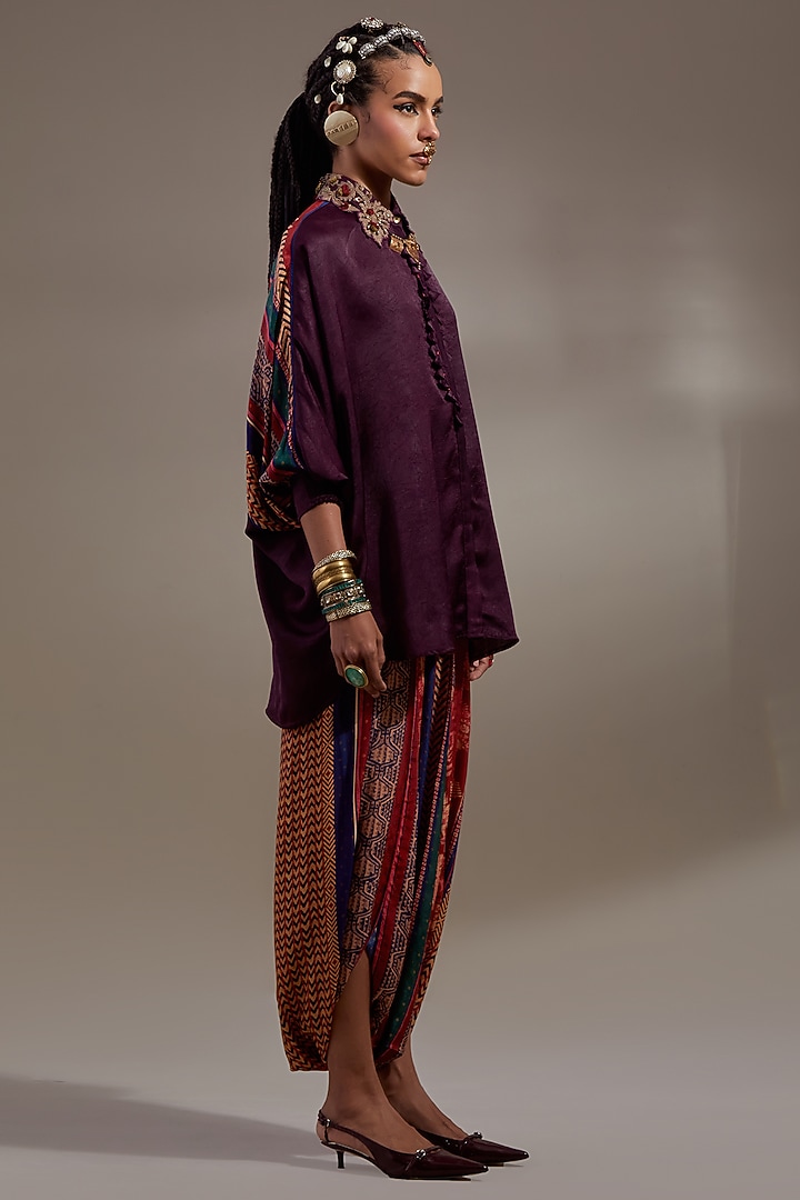 Jamuni-Colored Crushed Silk Co-Ord Set by ASEEM KAPOOR at Pernia's Pop Up Shop