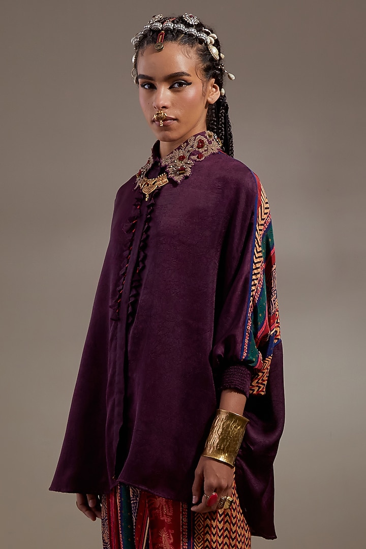 Jamuni-Colored Crushed Silk Co-Ord Set by ASEEM KAPOOR at Pernia's Pop Up Shop