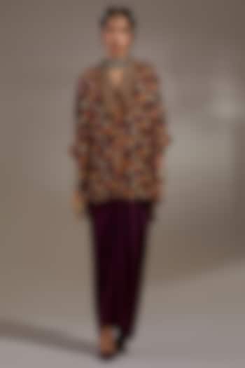 Jamuni-Colored Crushed Silk Skirt Set by ASEEM KAPOOR at Pernia's Pop Up Shop