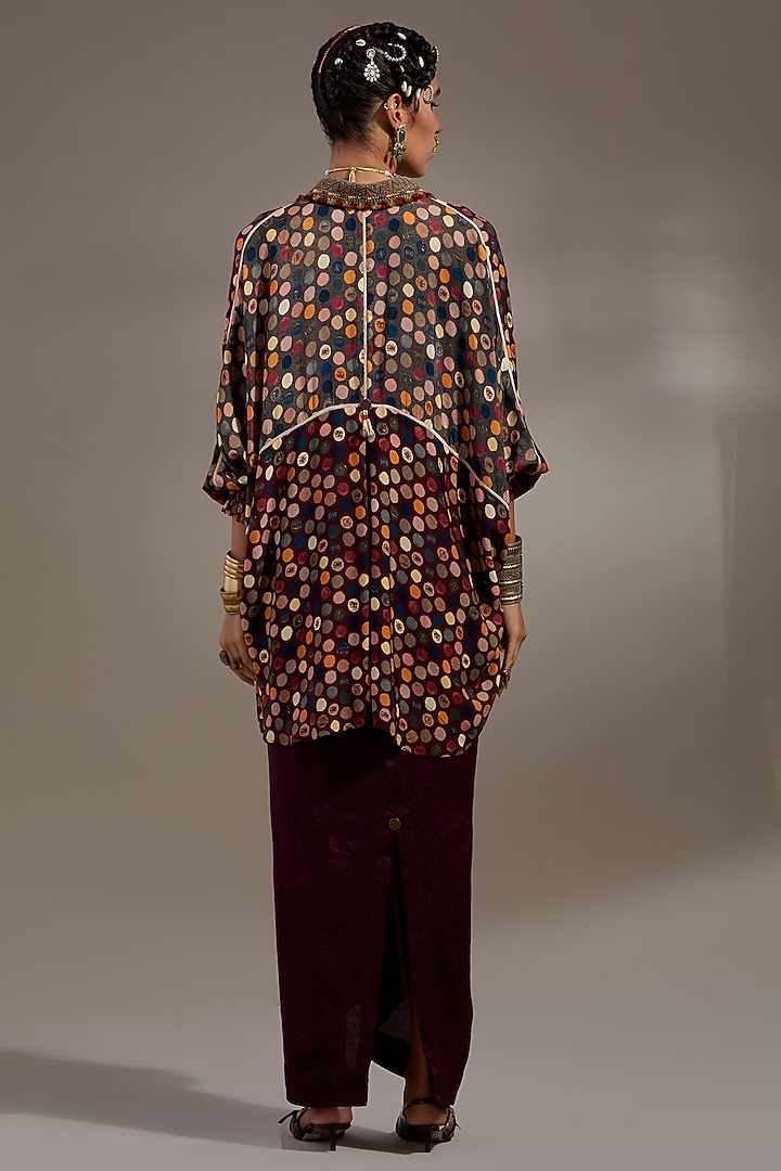 Jamuni-Colored Crushed Silk Skirt Set by ASEEM KAPOOR at Pernia's Pop Up Shop