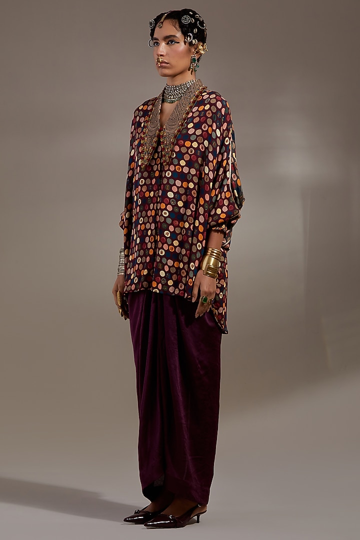 Jamuni-Colored Crushed Silk Skirt Set by ASEEM KAPOOR at Pernia's Pop Up Shop