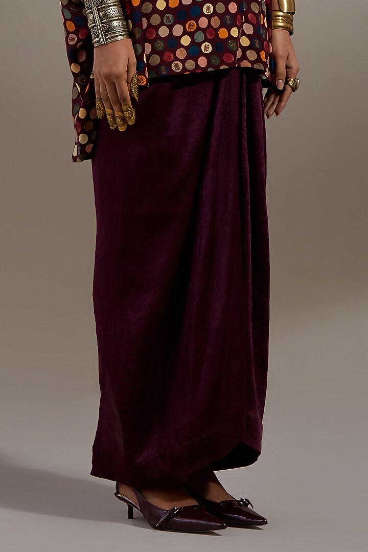 Jamuni-Colored Crushed Silk Skirt Set by ASEEM KAPOOR at Pernia's Pop Up Shop