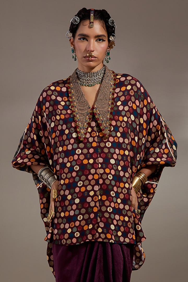 Jamuni-Colored Crushed Silk Skirt Set by ASEEM KAPOOR at Pernia's Pop Up Shop