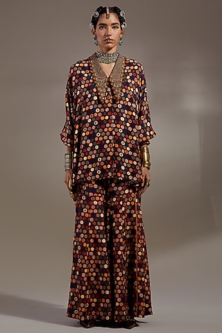 Jamuni-Colored Natural Crepe Printed Sharara Set by ASEEM KAPOOR