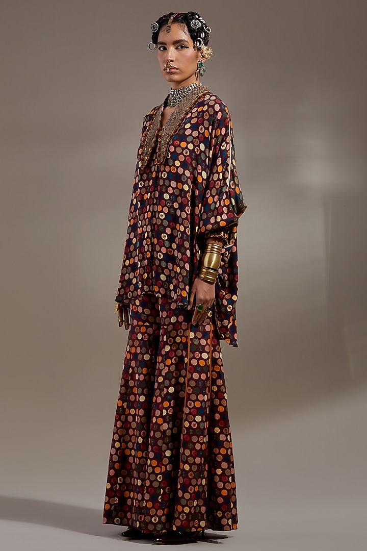 Jamuni-Colored Natural Crepe Printed Wedding Sharara Set by ASEEM KAPOOR at Pernia's Pop Up Shop