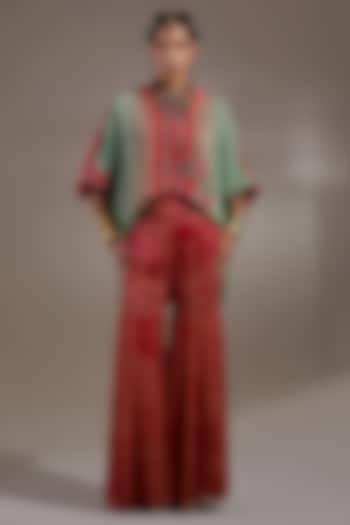 Ash Green Natural Crepe Printed Wedding Sharara Set by ASEEM KAPOOR at Pernia's Pop Up Shop