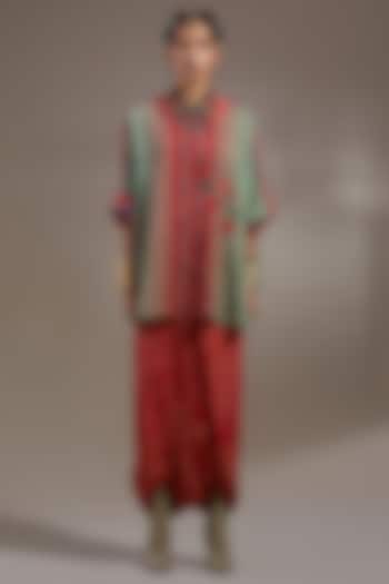 Ash Green Natural Crepe Printed Wedding Sharara Set by ASEEM KAPOOR at Pernia's Pop Up Shop