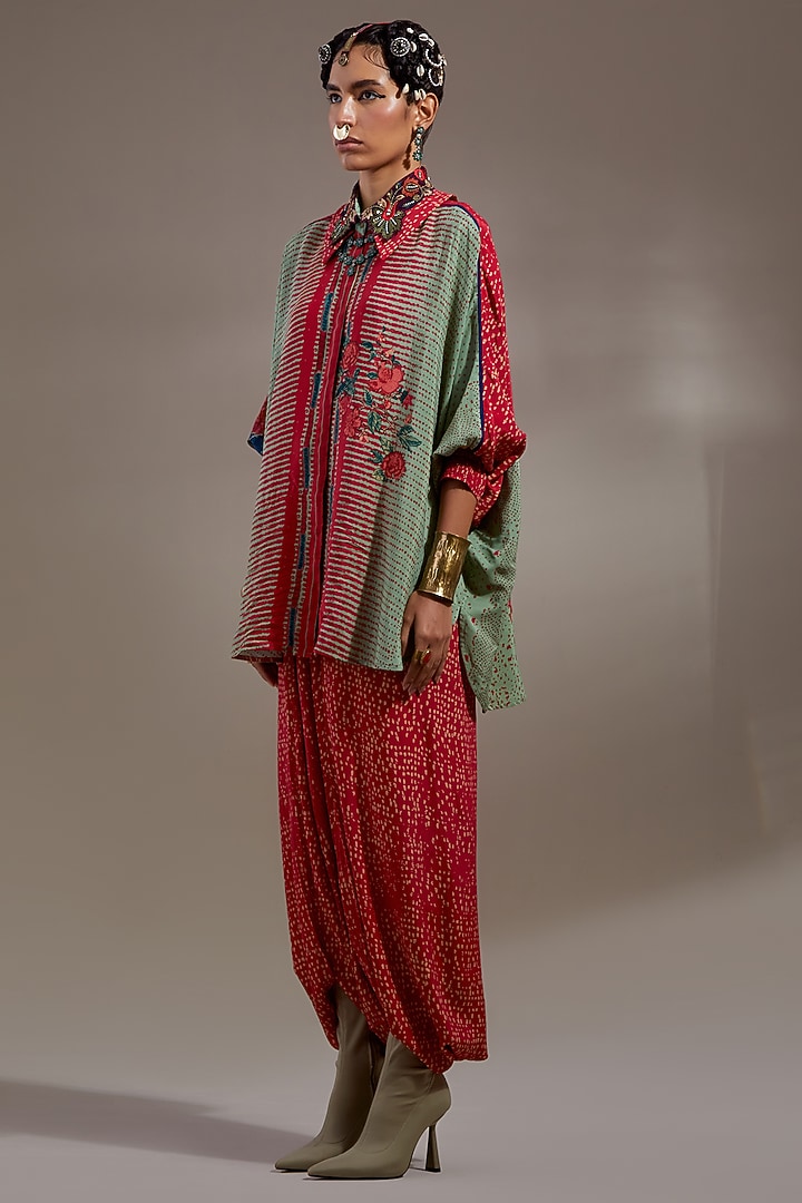 Ash Green Natural Crepe Printed Wedding Sharara Set by ASEEM KAPOOR at Pernia's Pop Up Shop
