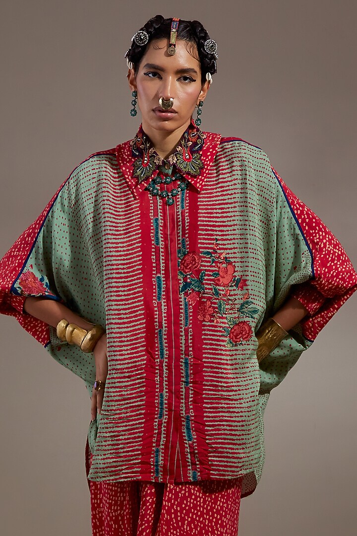 Ash Green Natural Crepe Printed Wedding Sharara Set by ASEEM KAPOOR at Pernia's Pop Up Shop