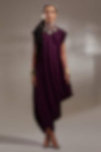 Jamuni Colored Crushed Silk Embroidered Cocktail Dress by ASEEM KAPOOR at Pernia's Pop Up Shop