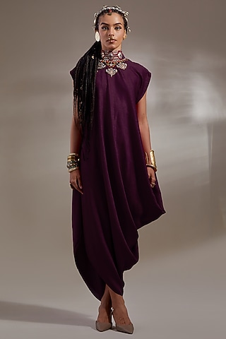 Jamuni Colored Crushed Silk Embroidered Dress by ASEEM KAPOOR