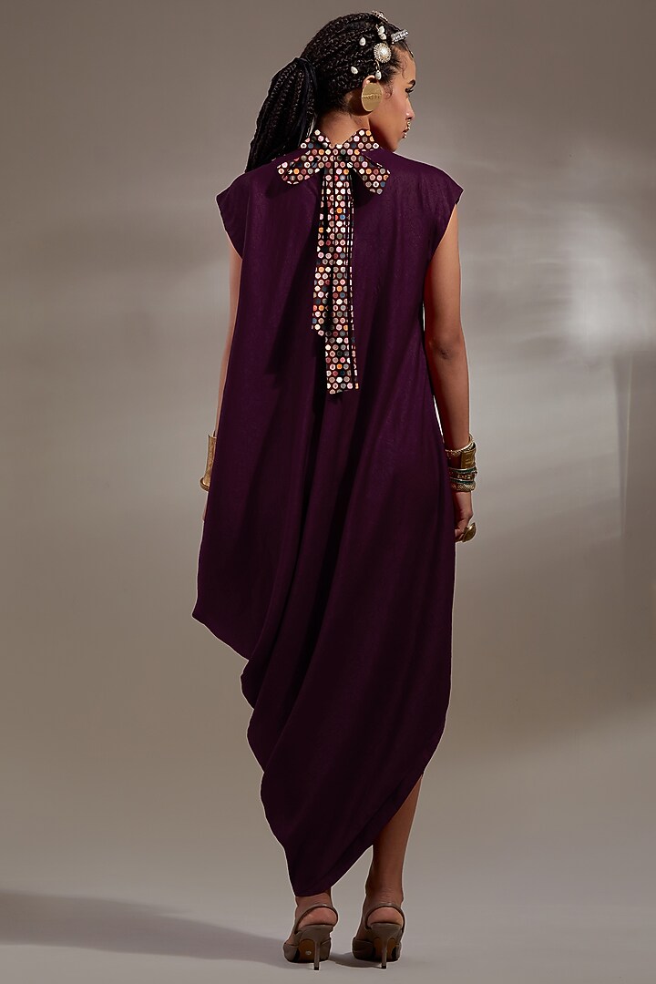 Jamuni Colored Crushed Silk Embroidered Cocktail Dress by ASEEM KAPOOR at Pernia's Pop Up Shop