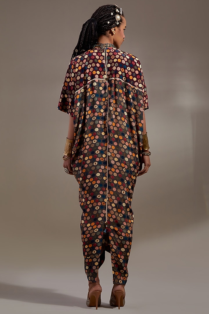 Jamuni Colored Natural Crepe Printed & Embroidered Cocktail Dress by ASEEM KAPOOR at Pernia's Pop Up Shop