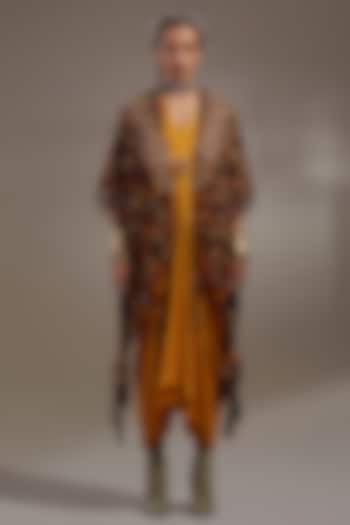 Yellow Crushed Silk Embroidered Jacket Party Wear Dress by ASEEM KAPOOR at Pernia's Pop Up Shop