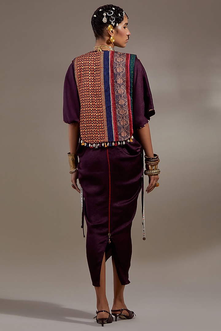 Jamuni Colored Sheer Silk Embroidered Party Wear Dress With Gilet by ASEEM KAPOOR at Pernia's Pop Up Shop