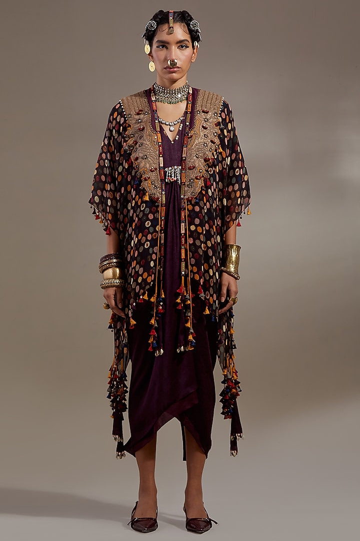 Jamuni Colored Crushed Silk Embroidered Jacket Party Wear Dress by ASEEM KAPOOR at Pernia's Pop Up Shop