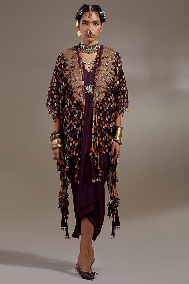 Jamuni Colored Crushed Silk Embroidered Jacket Party Wear Dress by ASEEM KAPOOR at Pernia's Pop Up Shop