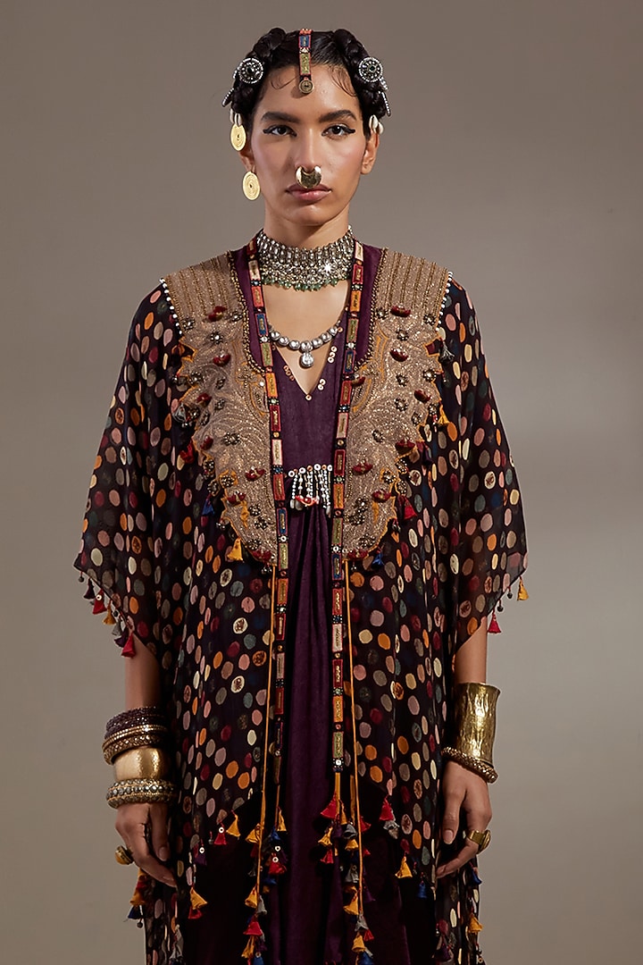 Jamuni Colored Crushed Silk Embroidered Jacket Party Wear Dress by ASEEM KAPOOR at Pernia's Pop Up Shop