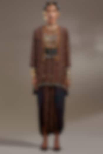 Green Natural Crepe Printed & Embroidered Kurta Set by ASEEM KAPOOR at Pernia's Pop Up Shop