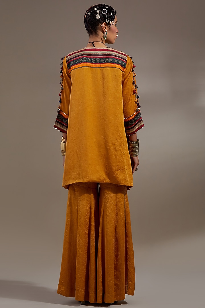 Yellow Crushed Silk Wedding Sharara Set by ASEEM KAPOOR at Pernia's Pop Up Shop
