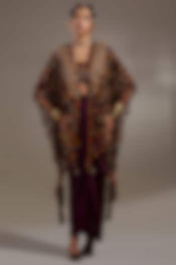 Jamuni Colored Sheer Silk Embroidered Jacket Set by ASEEM KAPOOR at Pernia's Pop Up Shop