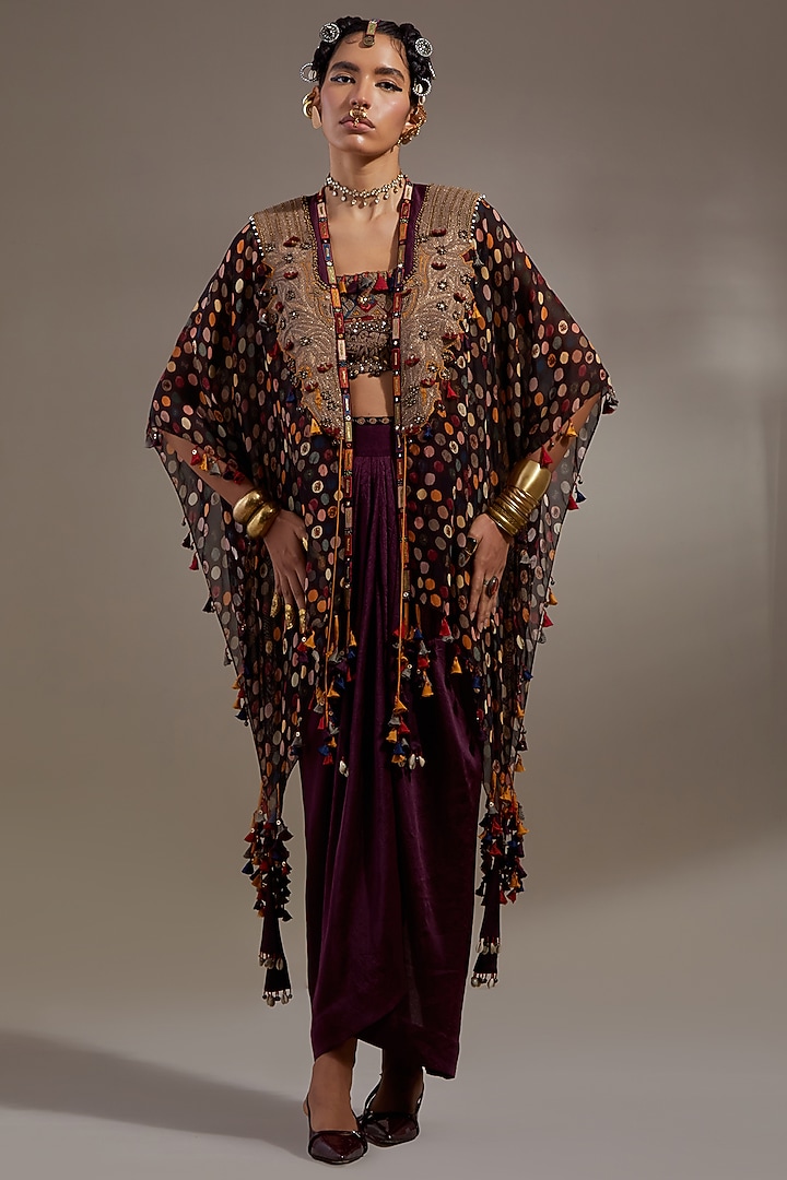 Jamuni Colored Sheer Silk Embroidered Jacket Set by ASEEM KAPOOR at Pernia's Pop Up Shop