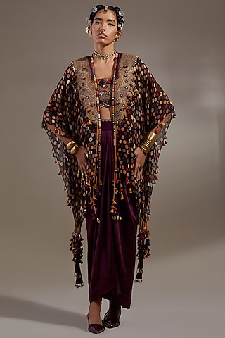 Jamuni Colored Sheer Silk Embroidered Jacket Set by ASEEM KAPOOR