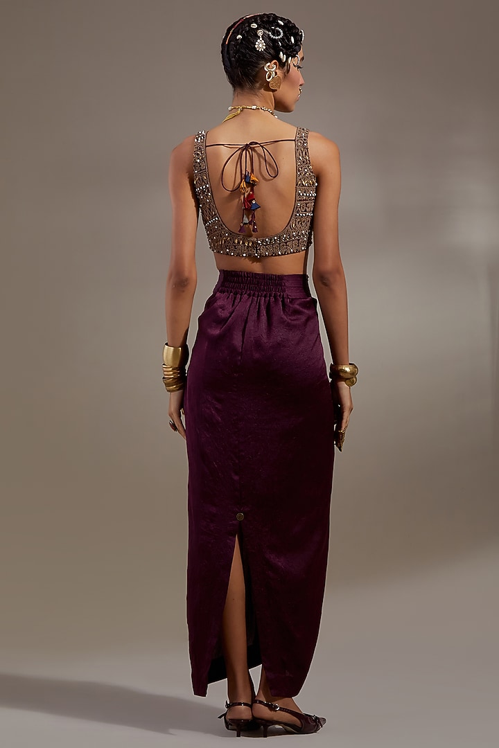 Jamuni Colored Sheer Silk Embroidered Jacket Set by ASEEM KAPOOR at Pernia's Pop Up Shop