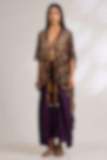 Purple Sheer Silk Jacket Set by ASEEM KAPOOR at Pernia's Pop Up Shop