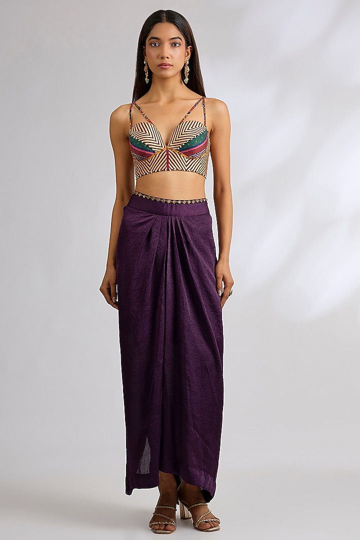 Purple Sheer Silk Jacket Set by ASEEM KAPOOR at Pernia's Pop Up Shop